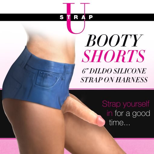 Booty Shorts 6 Inch Dildo Silicone Strap On Harness - Large - Image 2