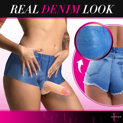 Booty Shorts 6 Inch Dildo Silicone Strap On Harness - Large - Image 3