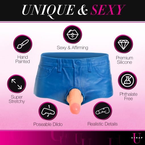 Booty Shorts 6 Inch Dildo Silicone Strap On Harness - Large - Image 5