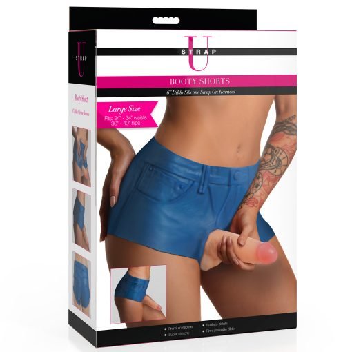 Booty Shorts 6 Inch Dildo Silicone Strap On Harness - Large - Image 9