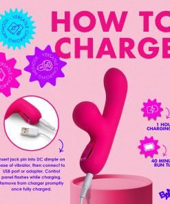 Vibrant pink vibrator charging with USB connection