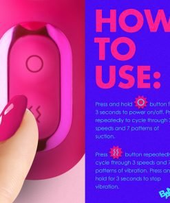 Close-up of a pink device with buttons for controlling speeds and patterns.