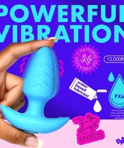 Blue vibrating toy showcasing powerful vibration features