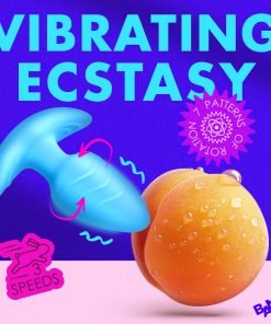 Vibrating ecstasy product next to a peach