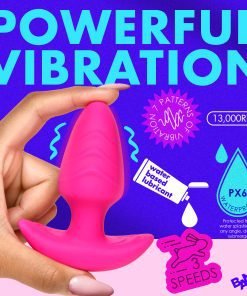 Vibrating toy in hand with vibrant background