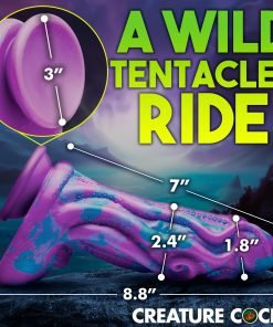 Unique tentacle-shaped toy with dimensions labeled