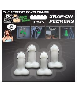 Glow in the dark snap-on prank peckers for humorous decoration