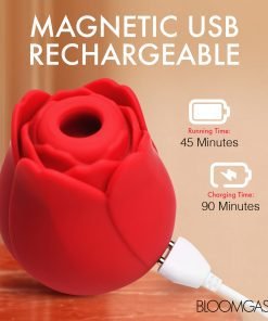 Red flower-shaped device with USB charging capability