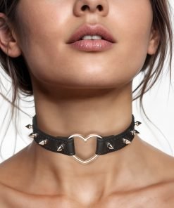 Spiked Heart Choker - Black
