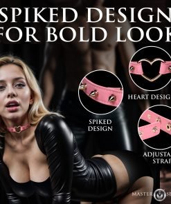 Spiked Heart Choker - Pink - Image 4