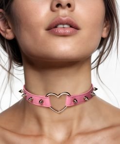 Spiked Heart Choker - Pink