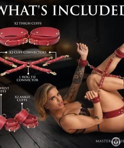 Crimson Captive Thigh, Wrist and Ankle Hog Tie Restraints - Image 5