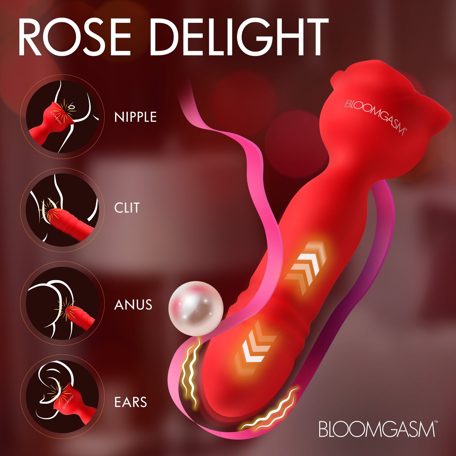 Rose Delight vibrator showcasing its features for enhanced pleasure.