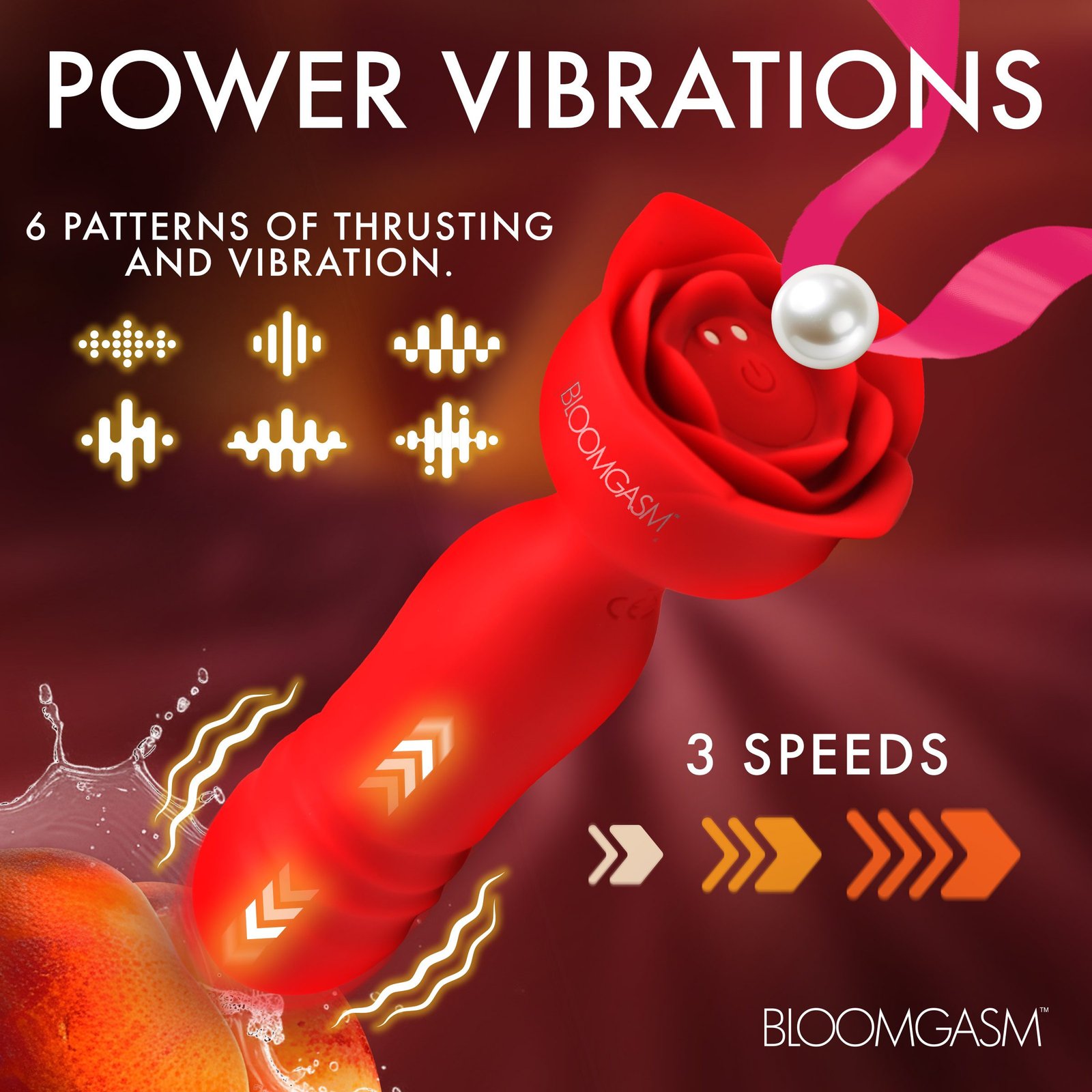 Vibrating massager with rose design and multiple settings