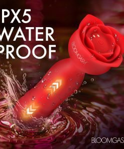 Red waterproof device with a rose design in water