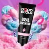 Cotton candy flavored gel with playful pink and blue cotton candy background