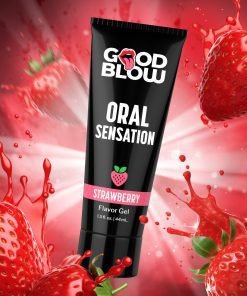 Good Blow Oral Sensation Strawberry Flavor Gel packaging with strawberries