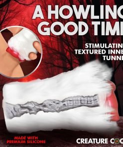 A unique silicone toy designed for pleasure with a textured inner tunnel.