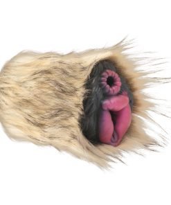 A whimsical creature with fur and vibrant colors, showcasing a unique and artistic design.