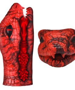 Red snake-themed toy with a unique design