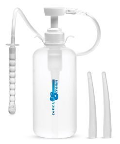 Clear plastic spray bottle with pump and two nozzles