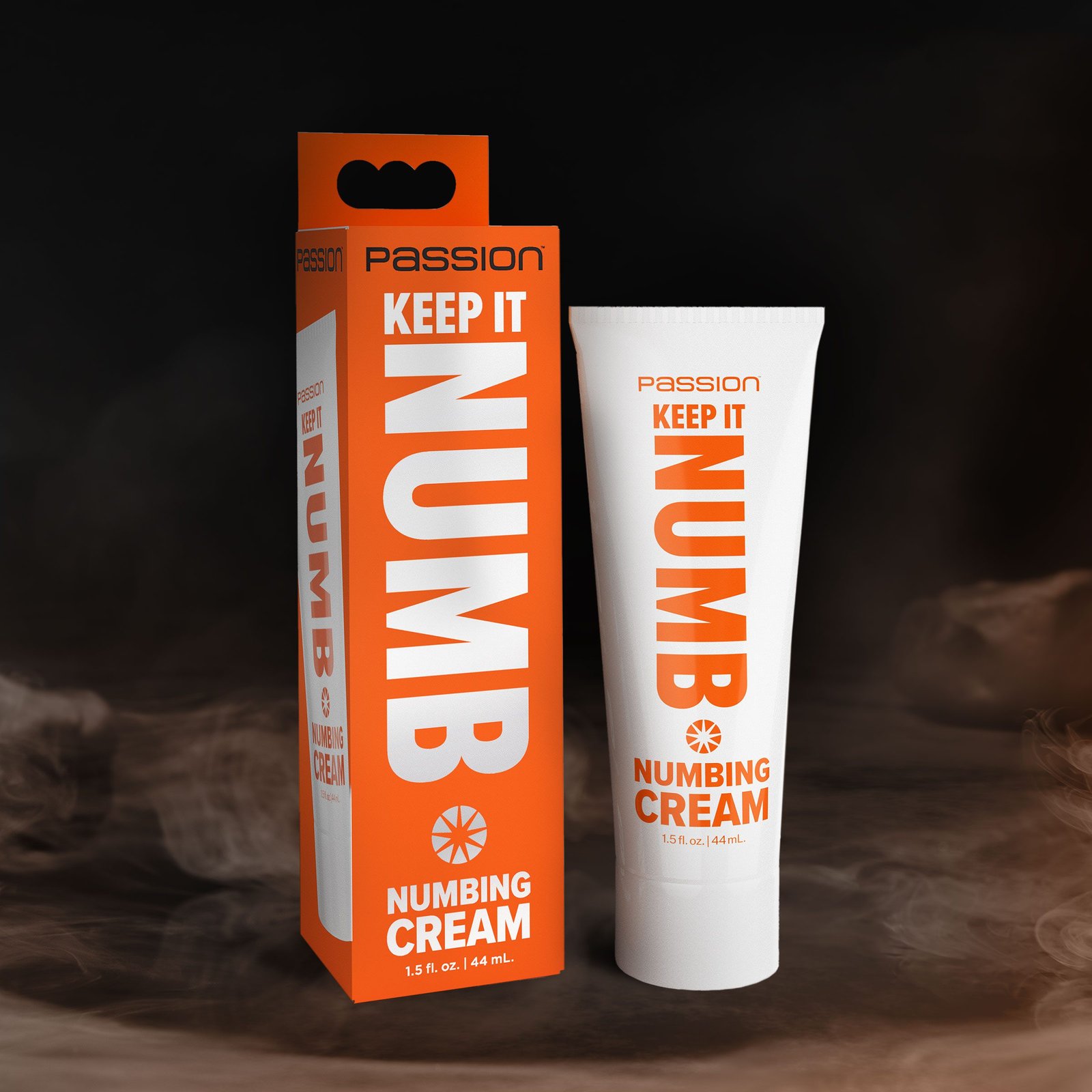 Numbing cream tube and packaging on a dark background