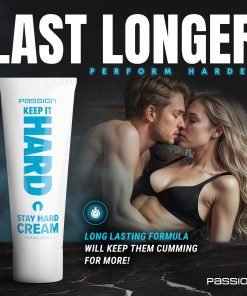 Passion Stay Hard Cream product with couple in intimate setting