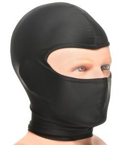 Black balaclava worn on a mannequin head