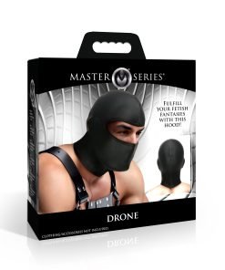 Black hooded mask packaging for fetish wear
