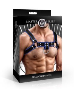 Bulldog harness on a muscular man