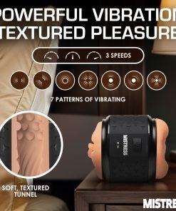 Powerful vibrating pleasure device with textured tunnel