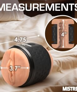 Detailed view of a product with measurements on a bed