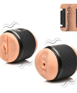 Realistic male pleasure device with textured interior