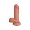 Realistic silicone dildo on a white background