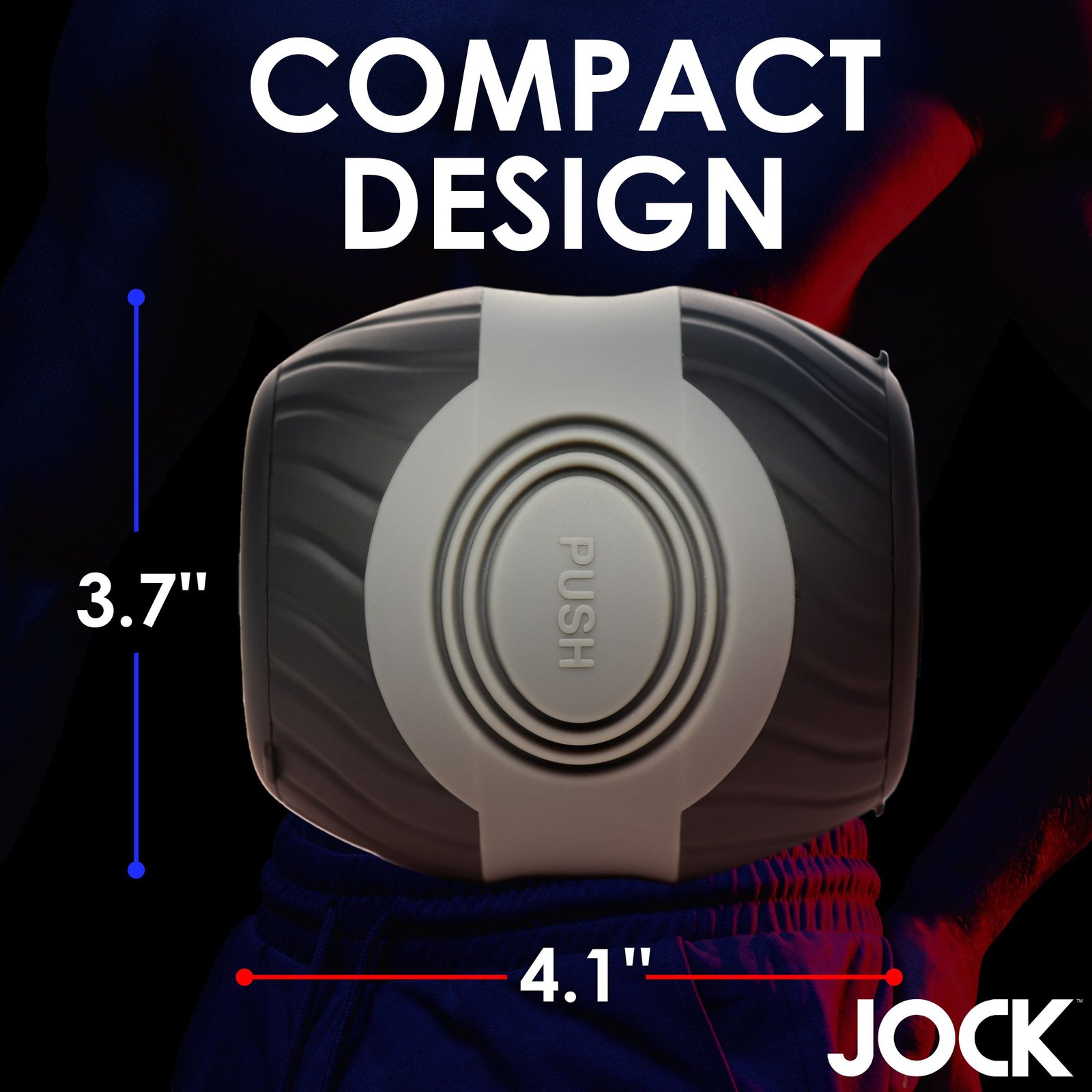 Compact design of a fitness accessory with dimensions labeled.
