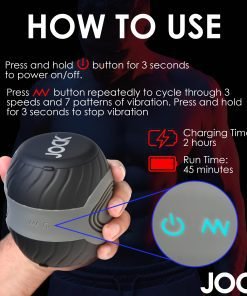 Instructions for using the JOCK device with buttons for power and vibration settings
