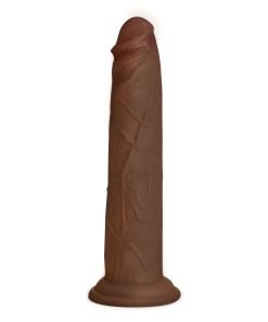 Realistic brown silicone dildo with detailed texture