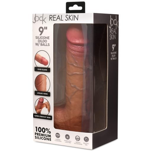 9-inch silicone dildo with realistic design and suction base