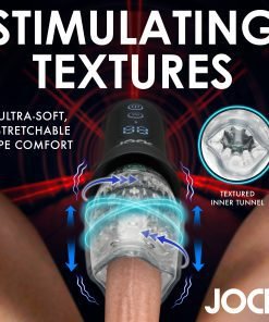A close-up of a textured male masturbation sleeve designed for enhanced pleasure.