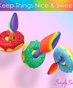 Colorful donuts with rainbow toppings
