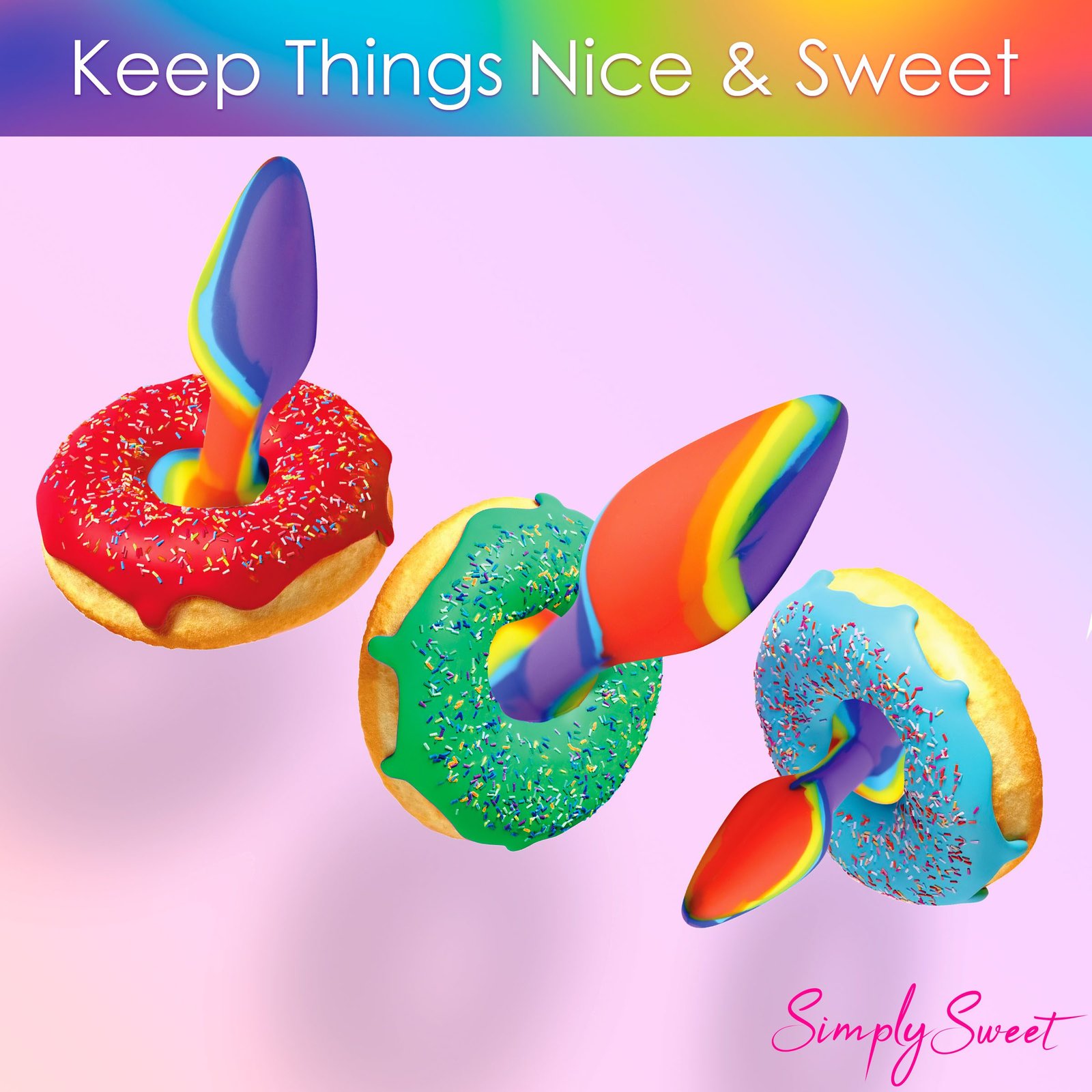 Colorful donuts with rainbow toppings