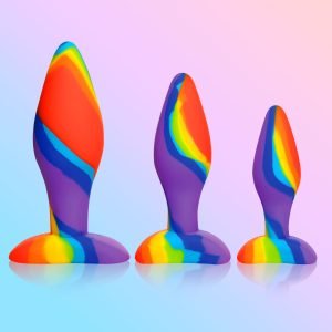 Colorful silicone toys in rainbow hues