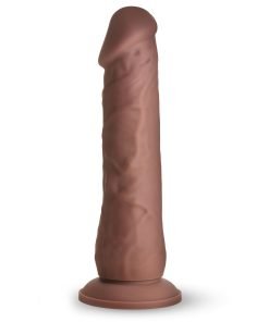 Realistic silicone dildo in brown color