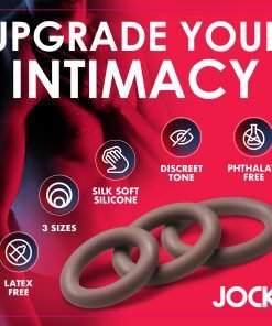 Promotional image for JOCK intimate products featuring silicone rings