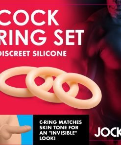 Silicone cock ring set featuring three discreet rings