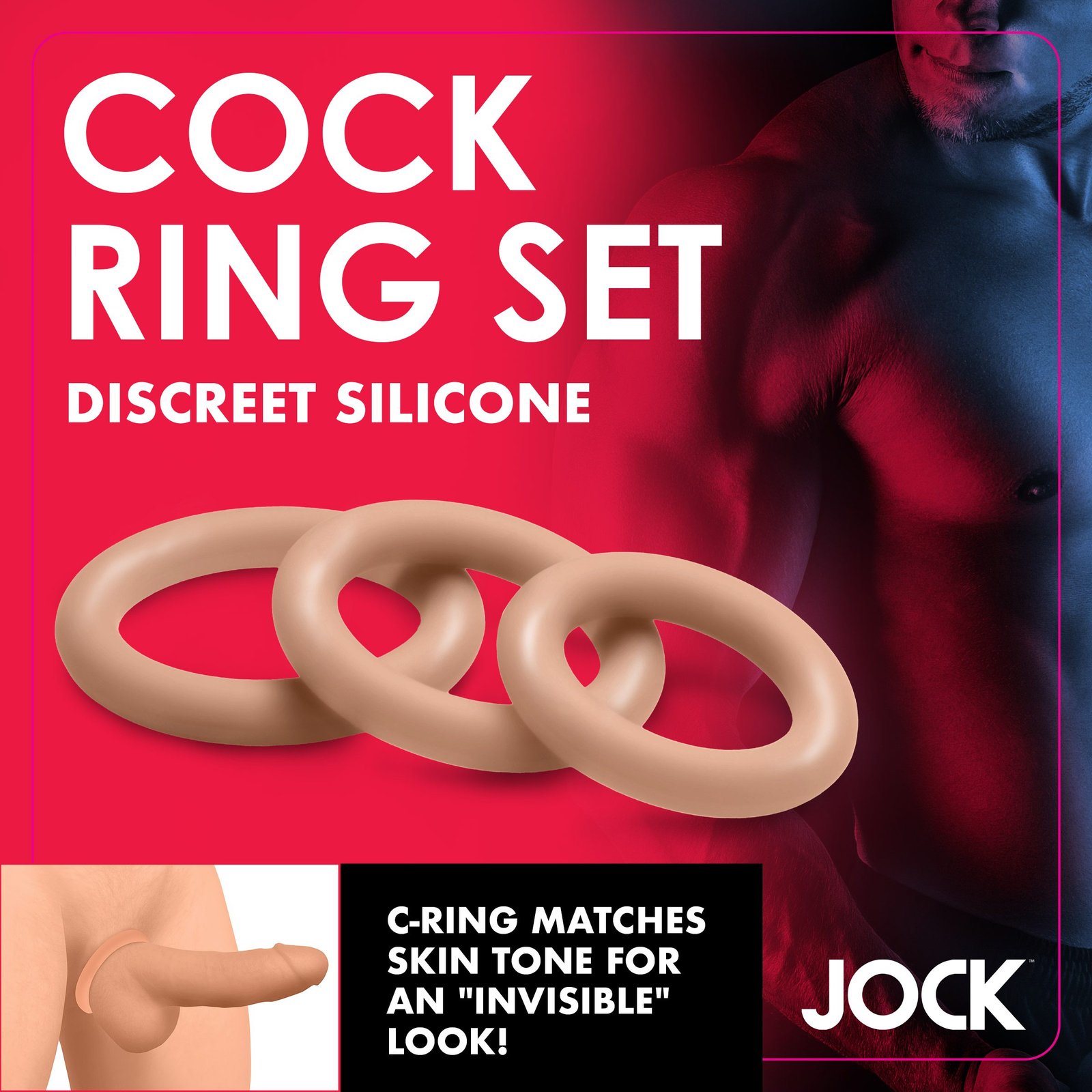 Discreet silicone cock ring set on a vibrant background