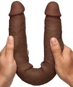 Dual-ended silicone dildo being held