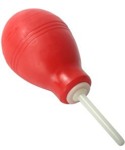 Red rubber bottle with a white nozzle