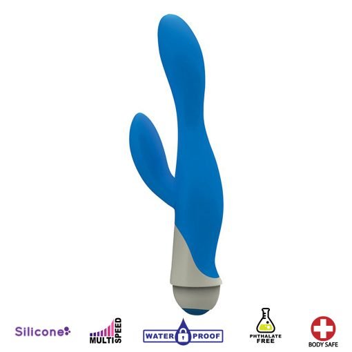 Serena 7 Speed Silicone Rabbit Vibe- Blue - Image 2
