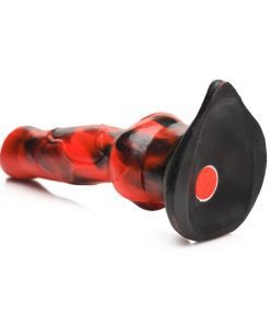 Red and black textured silicone toy